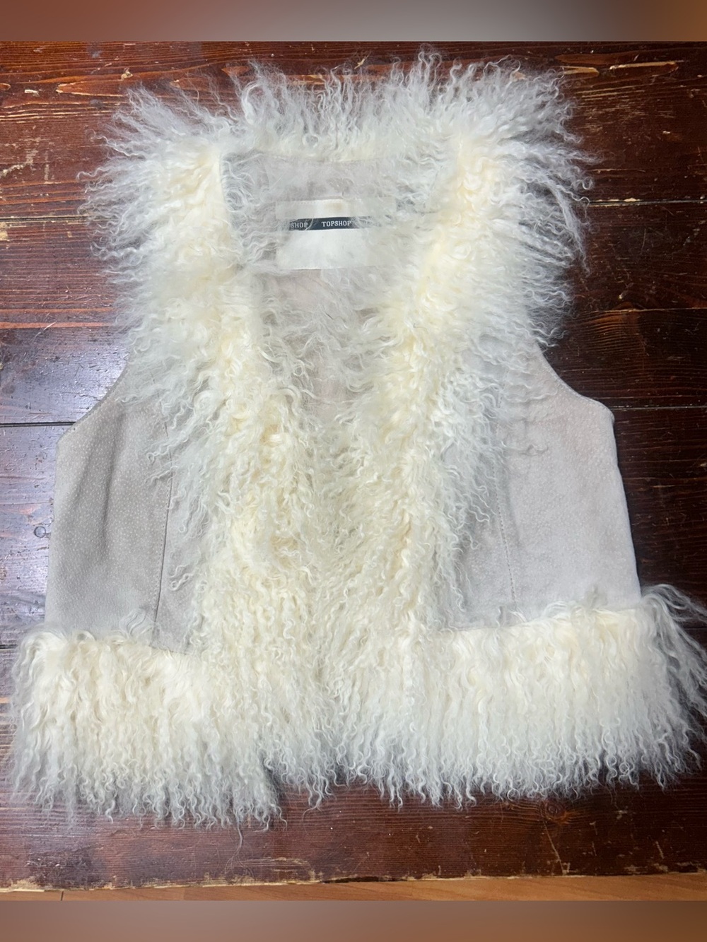 Y2K suede genuine leather vest with real sharling fur size small